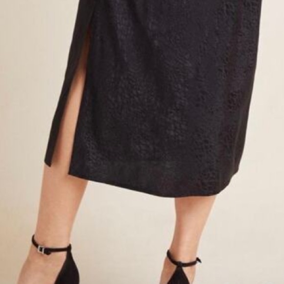 Anthropologie Amelie Jacquard Slip Midi Dress in Black Motif US 12 - Picture 8 of 15